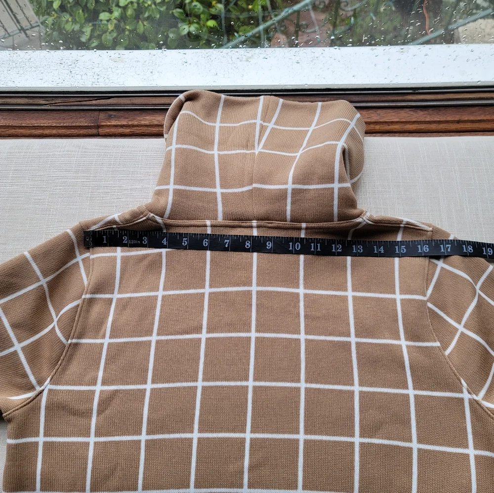 New! J Crew Sz L Camel Gridline Funnelneck Sweater Large NWT